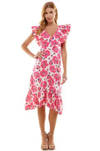 Load image into Gallery viewer, Pink Puff Sleeve Midi Dress

