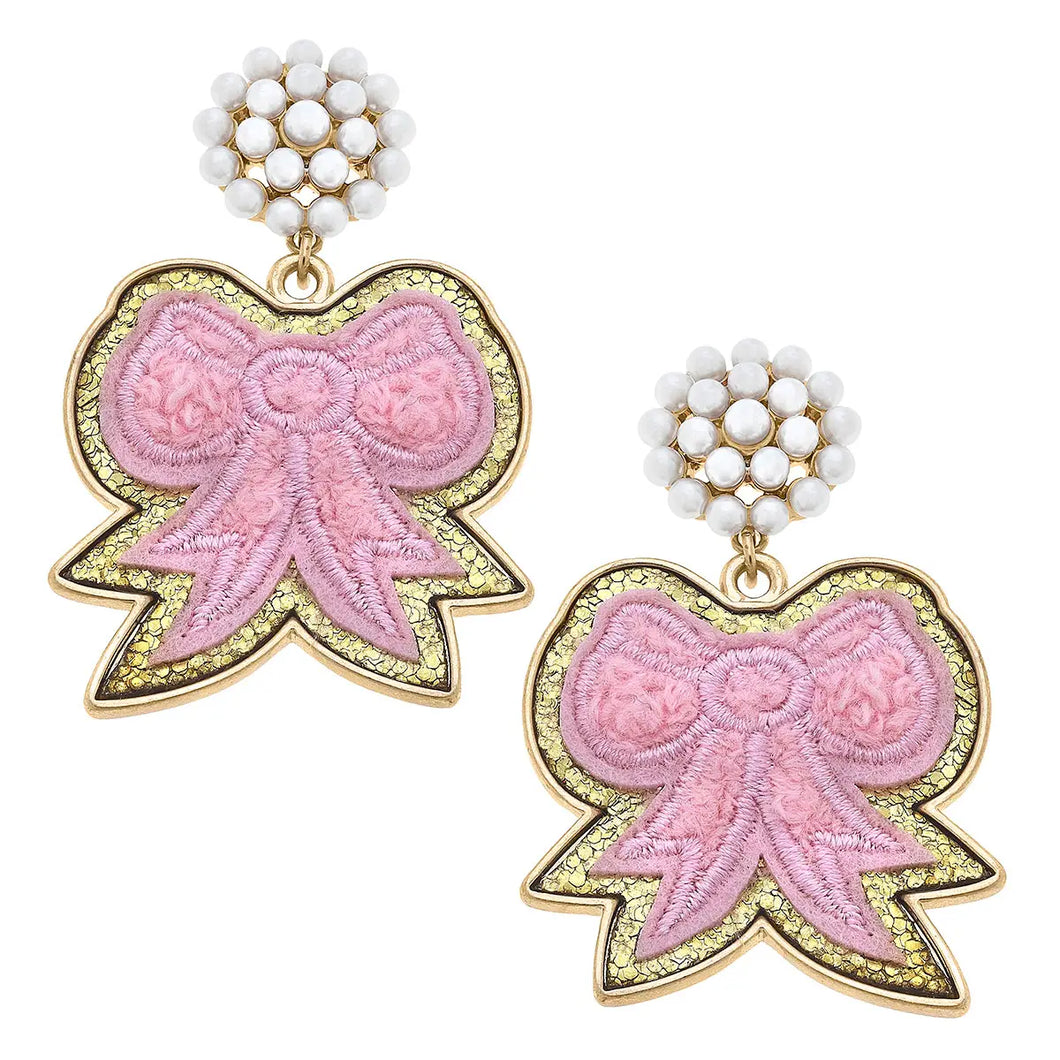 Stuck On You Chenille Glitter Bow Earring