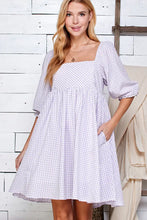 Load image into Gallery viewer, Purple Gingham Babydoll Dress
