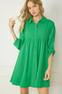 Tiered Green Mini Dress