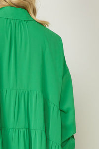 Tiered Green Mini Dress
