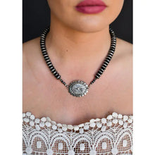 Load image into Gallery viewer, Navajo Pearl Disc Necklace with Concho Accent
