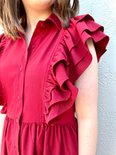 Load image into Gallery viewer, Ruby Ruffle Shoulder Dress
