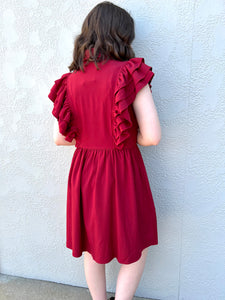 Ruby Ruffle Shoulder Dress