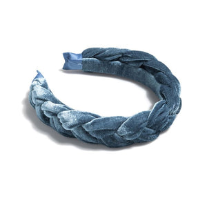 Braided Velvet Headband Blue