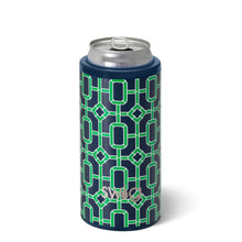 Load image into Gallery viewer, Swig 12oz Skinny Can Cooler Navy Bamboo Trellis
