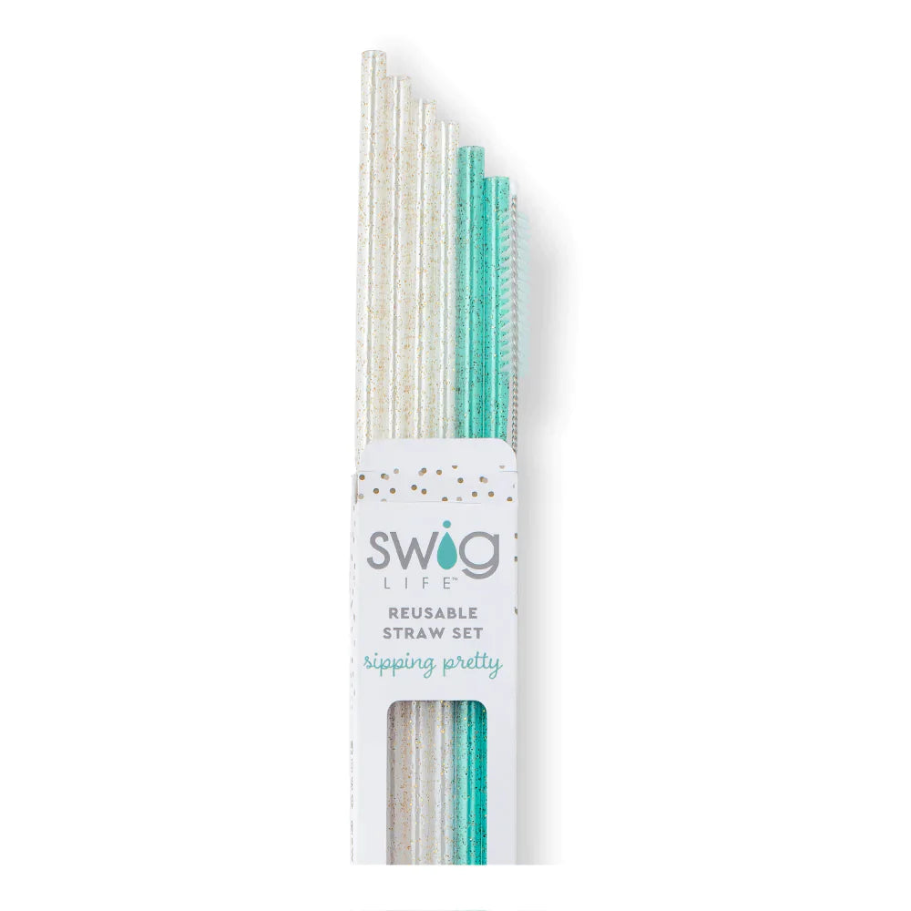 Swig Glitter Cear Reusable Straw Set